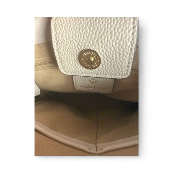 Nanette Lepore Crossbody Leather Cream Satchel detachable strap Top handles Bag - Picture 4 of 7